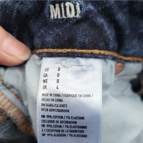 American Eagle size 0 midi jean shorts Bermuda blue jeans - Picture 4 of 9